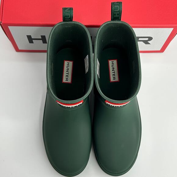 NEW Hunter Big Kid Size 4 Green Short Rain boot waterproof booties Slip on NWT - Picture 4 of 7